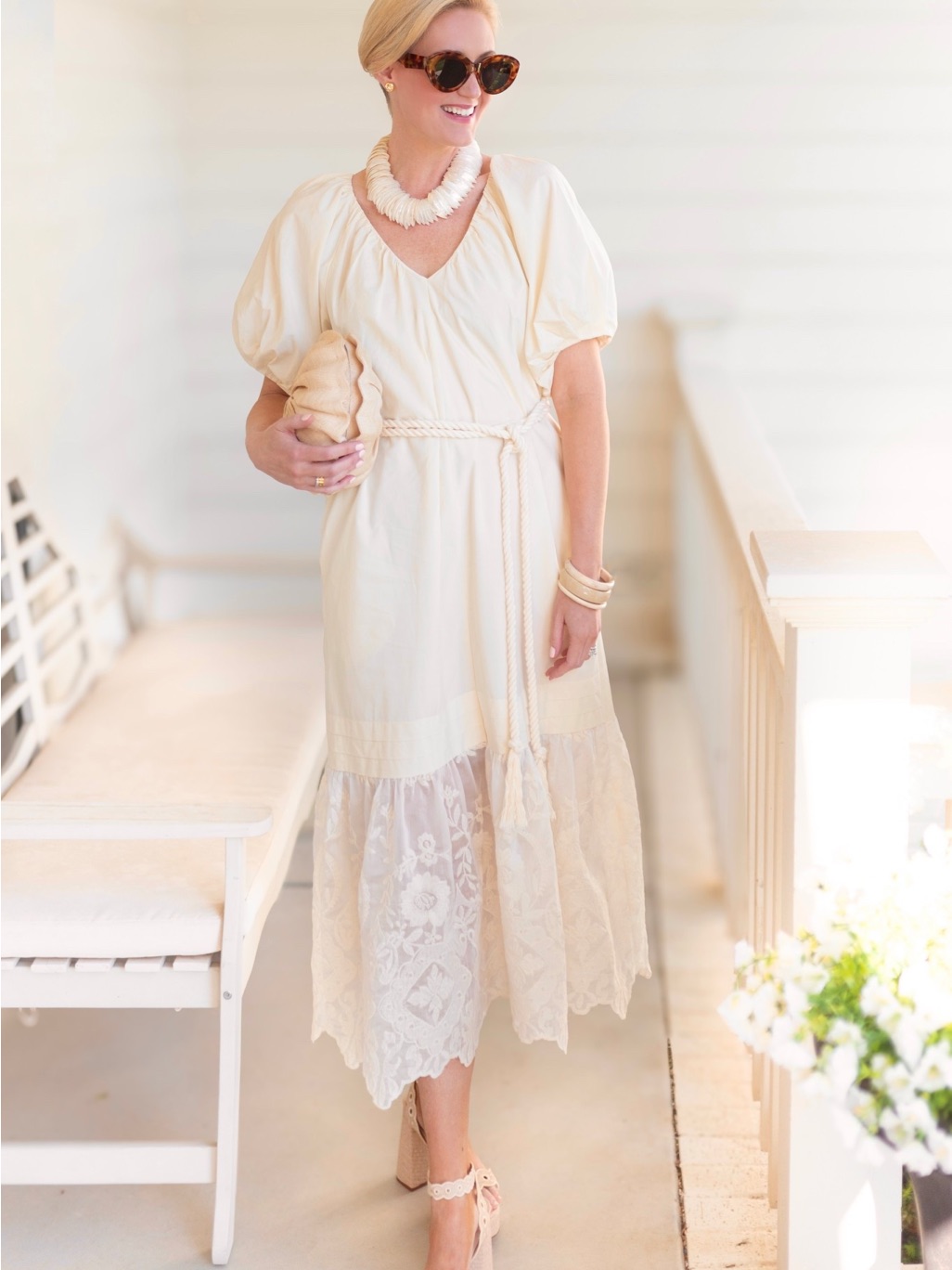 Tuckernuck X Studio Mcgee Cream Cotton Lace Juniper Dress Size Medium